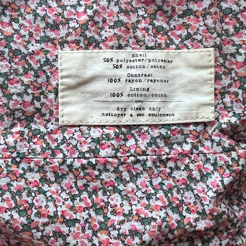 Anthropologie Blazer Jacket Cartonnier Pink Tonal Floral Inside Coat Cottagecore - Picture 8 of 11